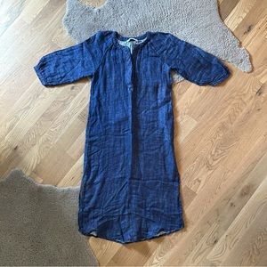 ZARA Denim Blue Linen Maxi Dress Sz XS